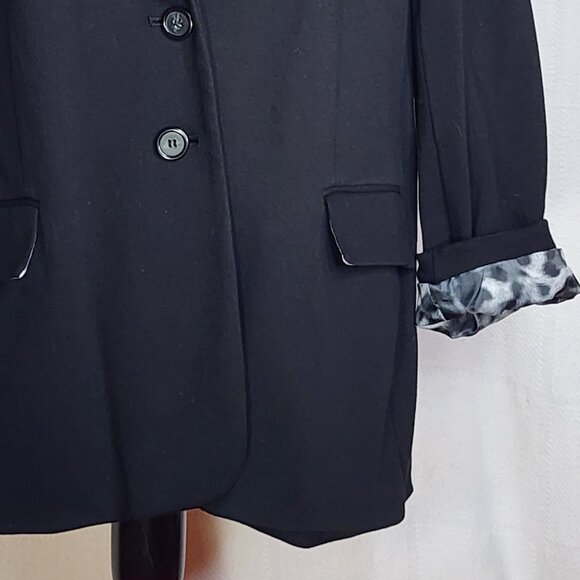 Chico's Black Rayon Nylon Span Two Button Print Lined Blazer Chico Size 3 US XL - Picture 4 of 16